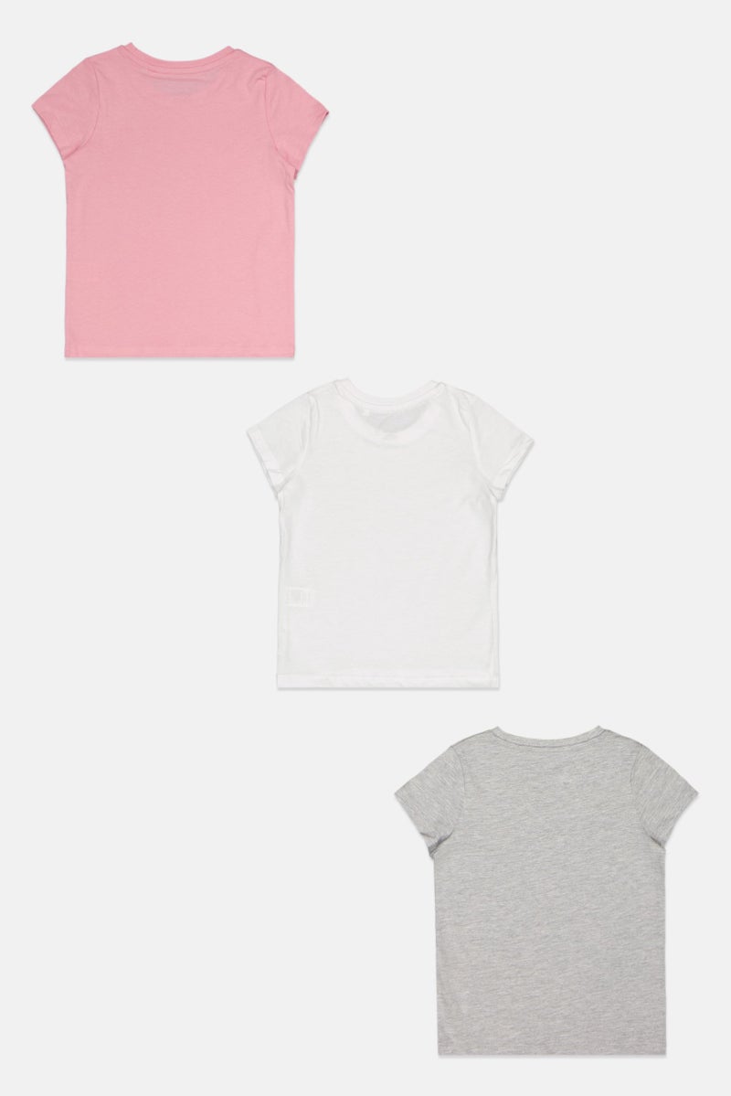 English Laundry Kids Girl 3 Packs Crew Neck Short Sleeves Solid T-Shirt Set, Multicolor - Image 3