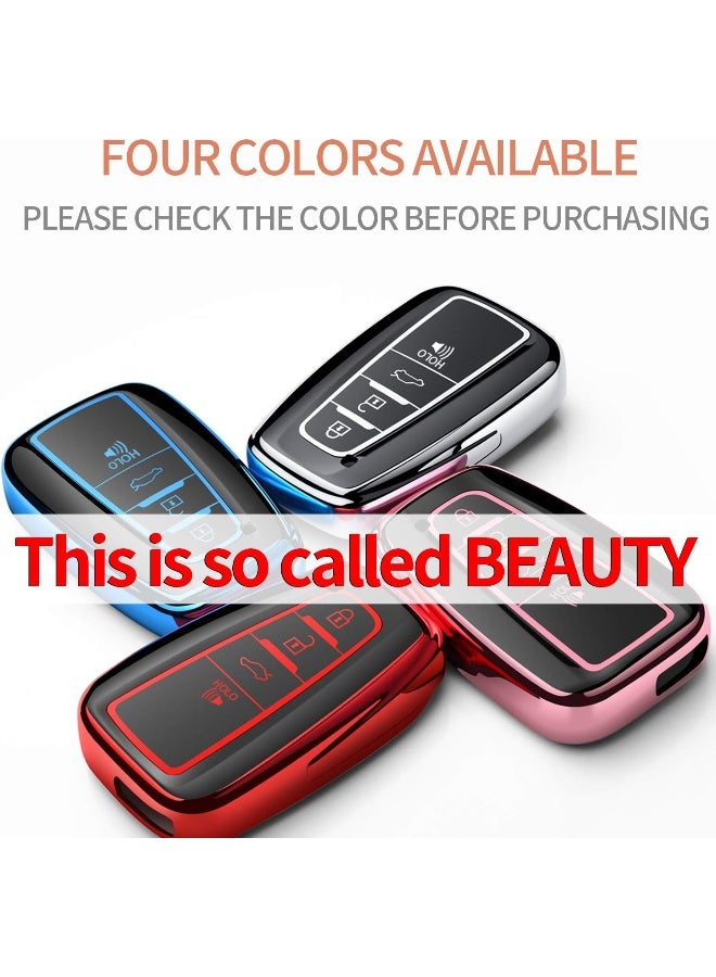 Tukellen for Toyota Key Fob Cover, Special Soft TPU Key Case Cover Protector Compatible with 2018 2019 2020 2021 Toyota RAV4 Camry Corolla Avalon C-HR Prius GT86 Highlander (only for Keyless go)-Silver - Image 3