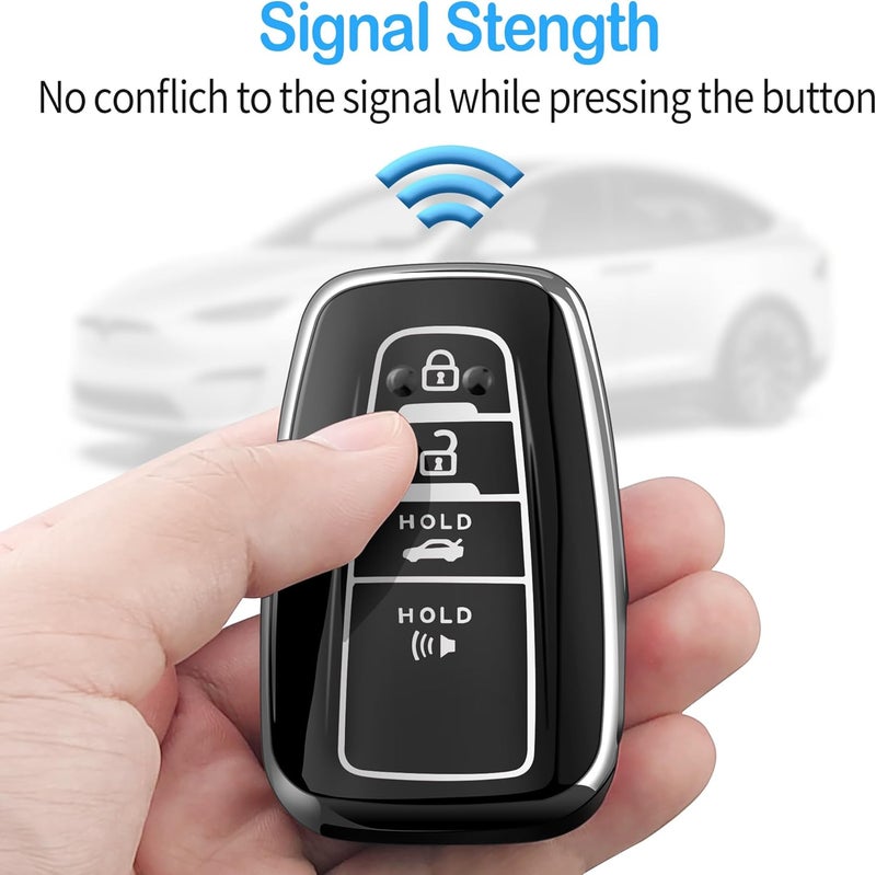Tukellen for Toyota Key Fob Cover, Special Soft TPU Key Case Cover Protector Compatible with 2018 2019 2020 2021 Toyota RAV4 Camry Corolla Avalon C-HR Prius GT86 Highlander (only for Keyless go)-Silver - Image 5