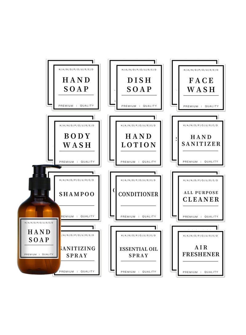 SYOSI 24 PCS Waterproof Soap Labels, Bathroom Soap Dispenser Stickers Kitchen Hand Soap Labels Glass Bottle Labels Removable Cleaning Labels Soap and Lotion Labels for Bathroom Countertop (3 x 3 Inch)  - Image 1