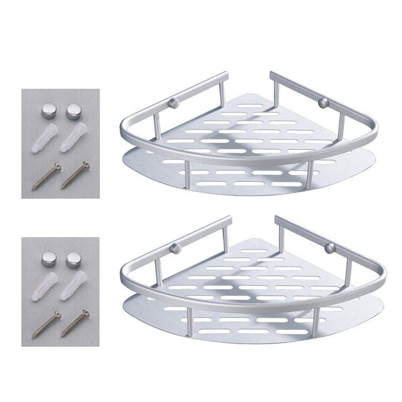 REPLEX Wall Mounted Shelf Stainless Steel Bathroom Corner Rack Cosmetic Holder Single Bathroom Shelves TriAngle Basket Bathroom Shelves Storage Organizer Rack Shower Shelf Kitchen Storage Corner - Image 4