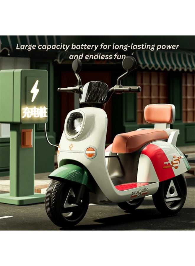 IBAMA Electric 3-Wheel Ride On Motorcycle for Kids (2–8 Years) | Rechargeable Battery Sports Bike with Lights & Music | Baby Pink - Image 3