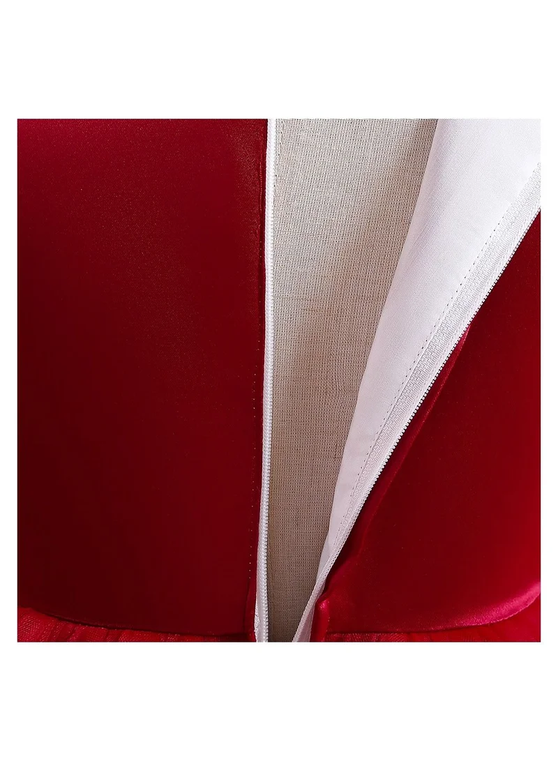 بيبي كلو Frilled layered hem mesh long red party dress