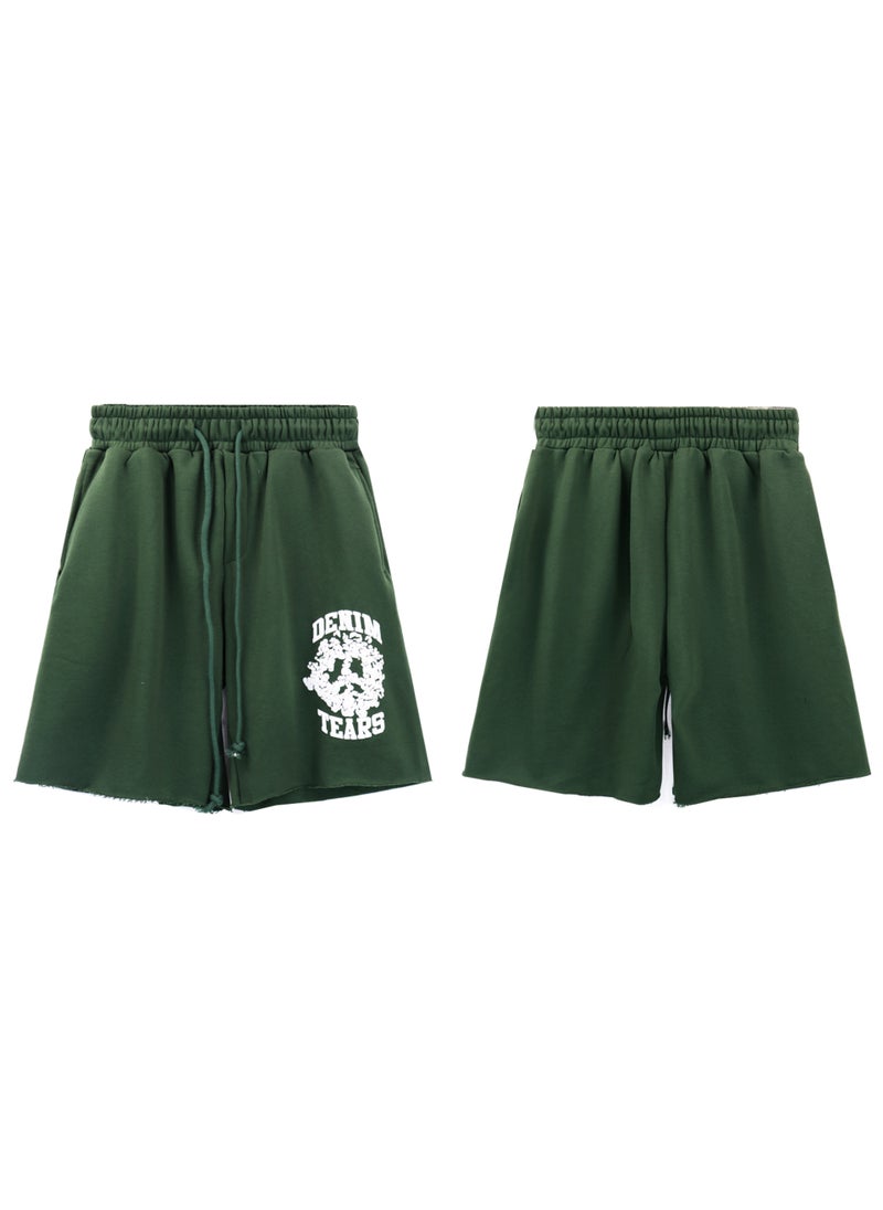 Generic - 2024 Summer Cotton Denim Tears Shorts Unisex green - Image 1