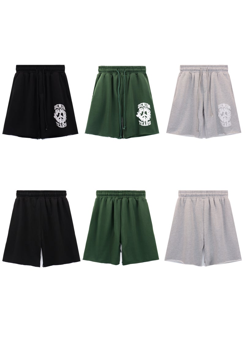 Generic - 2024 Summer Cotton Denim Tears Shorts Unisex green - Image 1