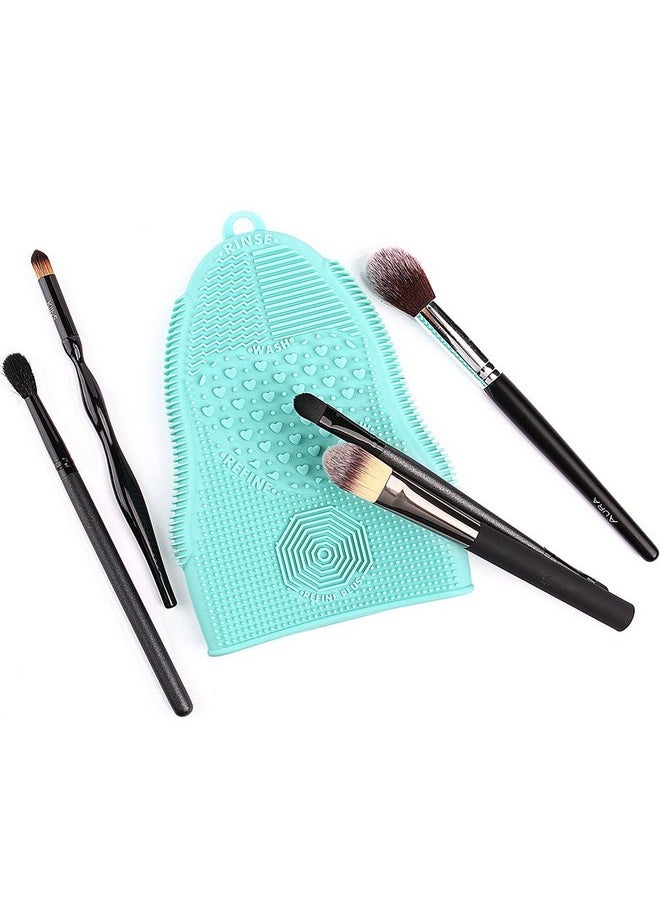 ScivoKaval - Makeup Brush Cleaner Glove Mat Mitt Silicone Cosmetic Cleaning Scrubber Tool Face Brushes And Eye Brush Washing Pad Mint Green - Image 1