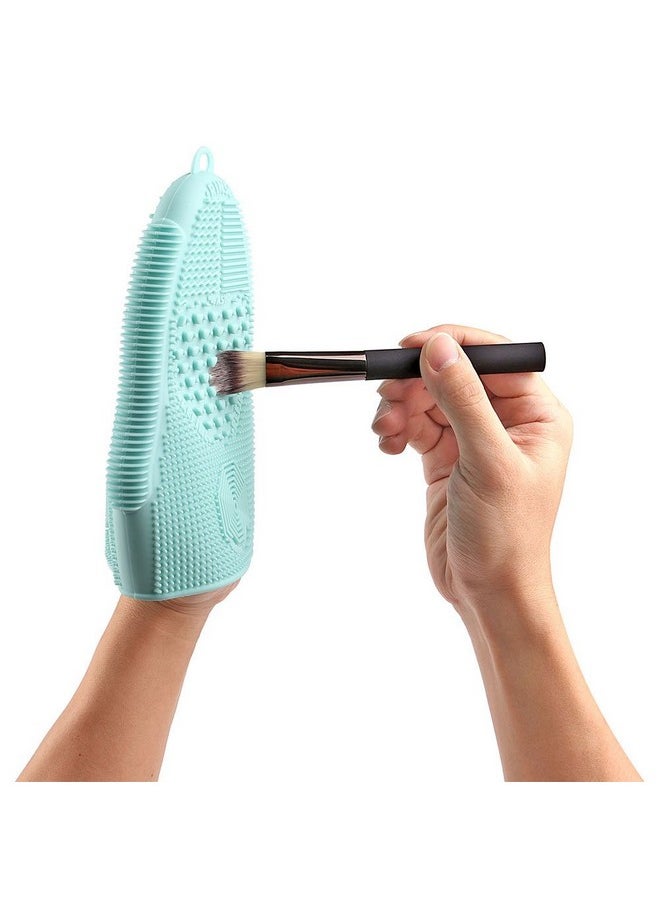 ScivoKaval - Makeup Brush Cleaner Glove Mat Mitt Silicone Cosmetic Cleaning Scrubber Tool Face Brushes And Eye Brush Washing Pad Mint Green - Image 1