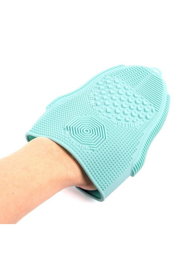 ScivoKaval - Makeup Brush Cleaner Glove Mat Mitt Silicone Cosmetic Cleaning Scrubber Tool Face Brushes And Eye Brush Washing Pad Mint Green - Image 1