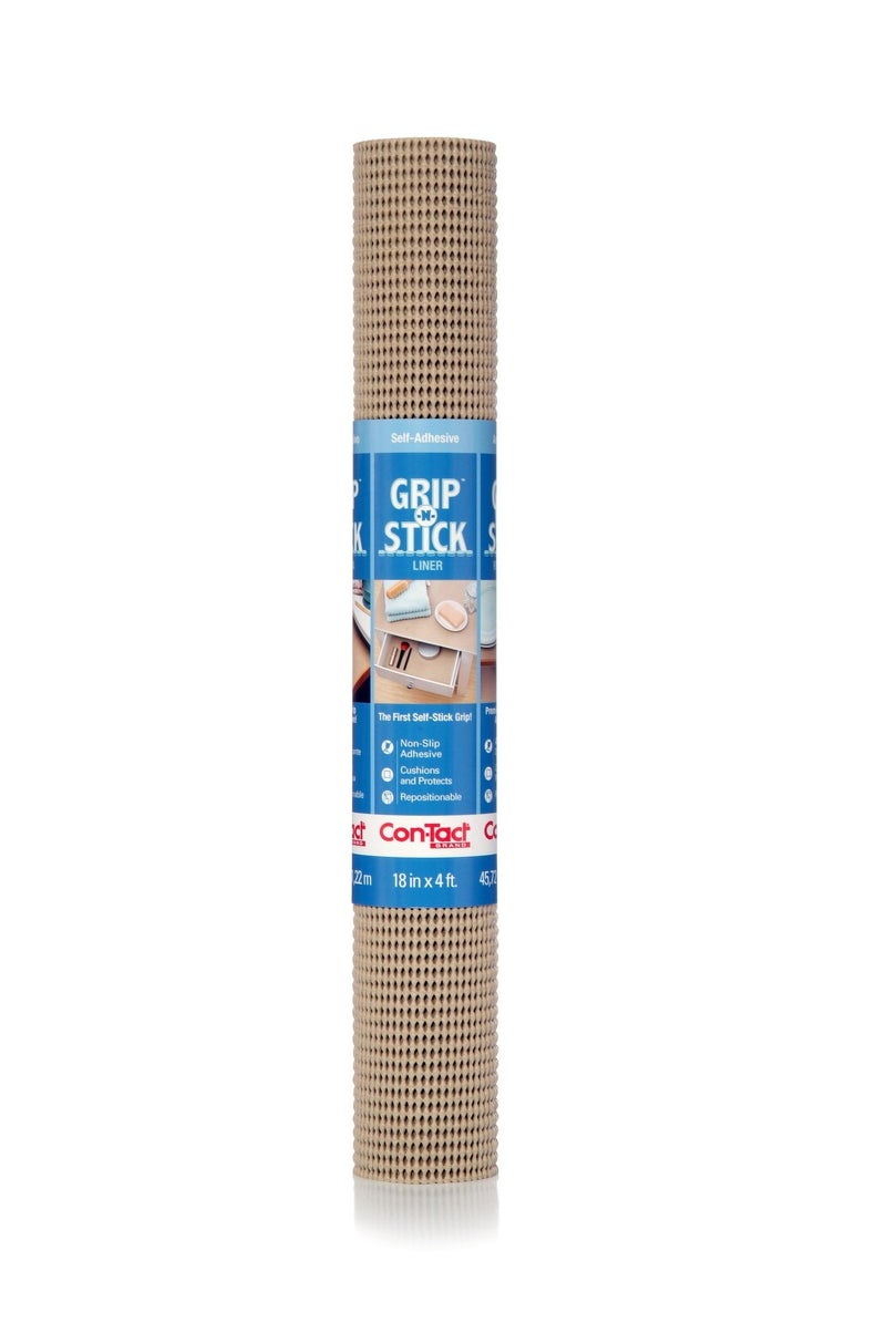 ConTact Brand GripNStick Adhesive Grip Shelf Drawer Liner 18 Inches by 4 Feet Taupe
