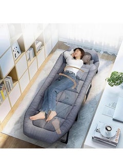 Generic Folding Bed Camping Cot Portable Fold Up Bed Adjustable Office Lounge Chair with Mattress for Lunch Break Traveling (200*66*30cm Gray)  - Image 2