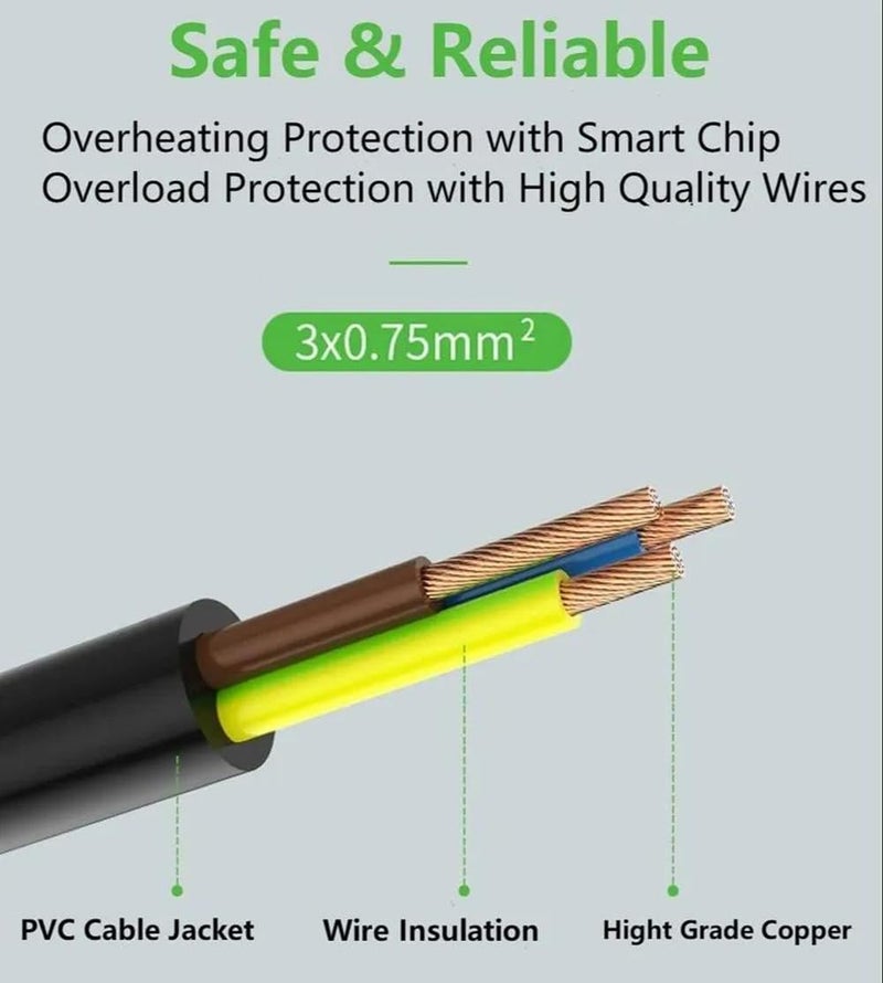 DRRI PDU UPS Power Cord Cable 100-250V, IEC 320 C14 to C13 with On/Off Switch 1ft/30CM for Computer Server, Monitor - Image 5