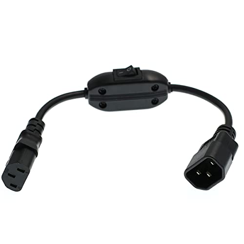 DRRI PDU UPS Power Cord Cable 100-250V, IEC 320 C14 to C13 with On/Off Switch 1ft/30CM for Computer Server, Monitor - Image 1