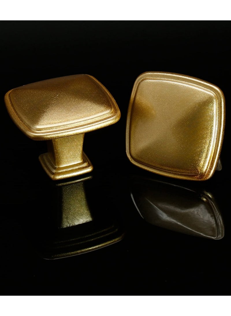 6-Pack Zinc Alloy Cabinet Knob Handles, 32mm Square Drawer Door Cabinet Handles Gold