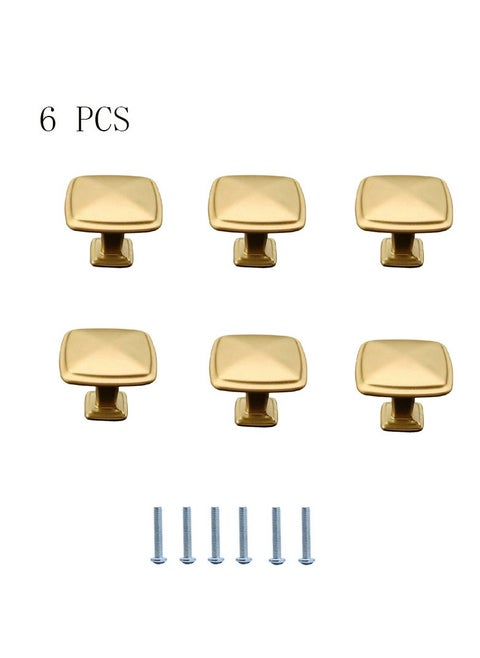 6-Pack Zinc Alloy Cabinet Knob Handles, 32mm Square Drawer Door Cabinet Handles Gold