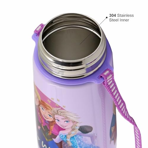SKi Homeware TANGO Stainless Steel-304 grade Water Bottle for School, Kids favourite character prints | wide mouth | leak proof sipper | light weight | BPA Free & Food Grade - 550ML (Frozen) - Image 4