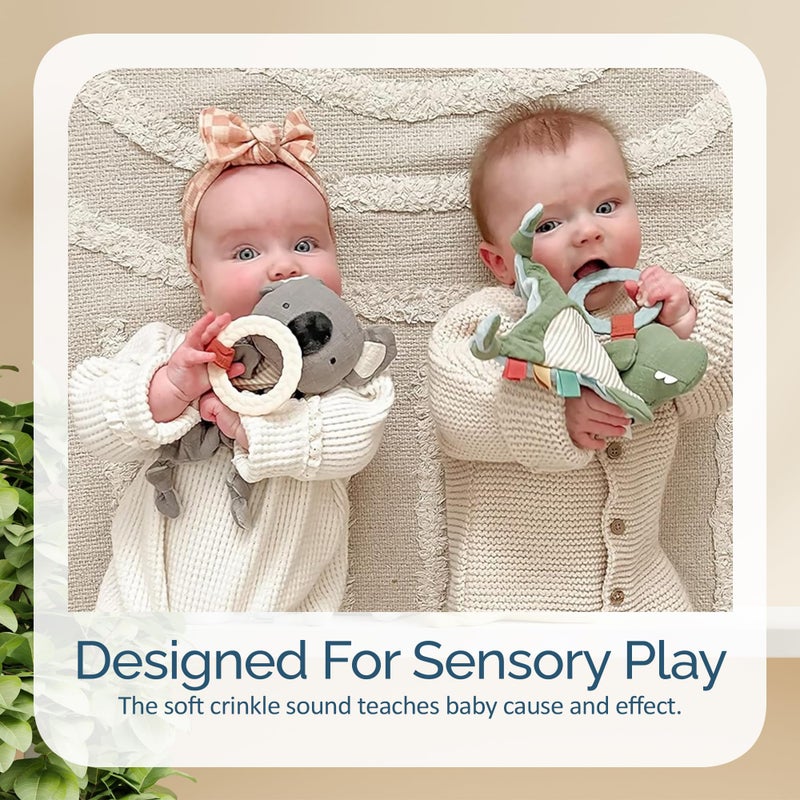 Itzy Ritzy - Bitzy Crinkle Sensory Toy Koala with Crinkle Sound for Babies & Toddlers - Features Soft Braided Teething Ring & Textured Ribbons, Designed for Ages 0 Months and Up, Koala - Image 5