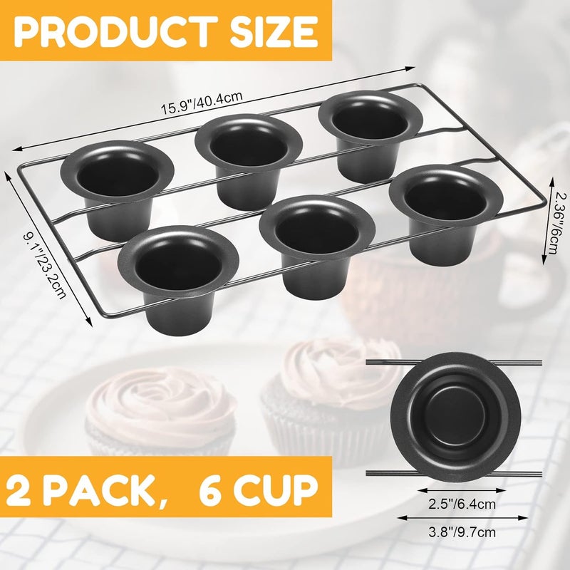 Shellwei 2 Pcs 12 Cups Nonstick Popover Pan Muffin Cupcake Pan Pudding Bakeware for Oven Baking, Frittatas, Muffins, Quiches, Pudding Cakes(Black,2 Pcs) - Image 2