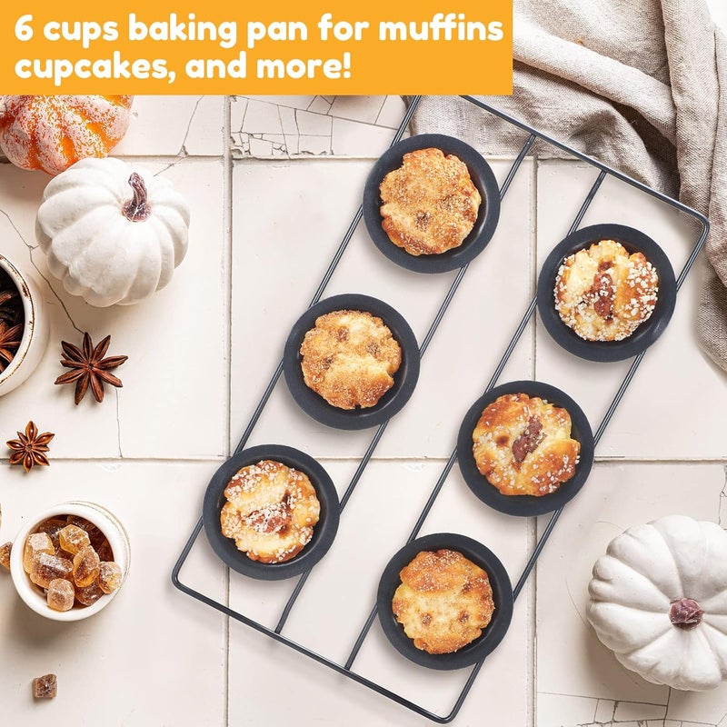 Shellwei 2 Pcs 12 Cups Nonstick Popover Pan Muffin Cupcake Pan Pudding Bakeware for Oven Baking, Frittatas, Muffins, Quiches, Pudding Cakes(Black,2 Pcs) - Image 5