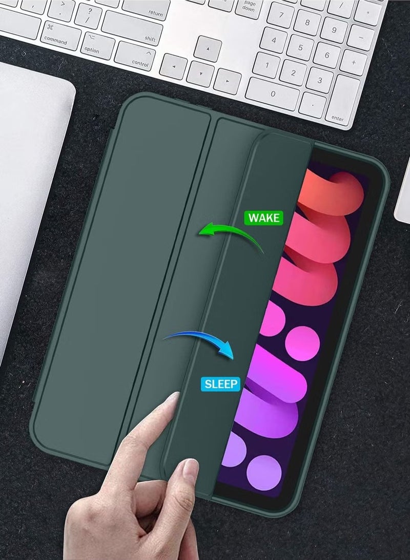 DUSALA iPad Mini 7 Case 2024 – A17 Pro 8.3-Inch 7th Generation Case with Pencil Holder, Trifold Stand, and Soft TPU Back, Green - Image 3