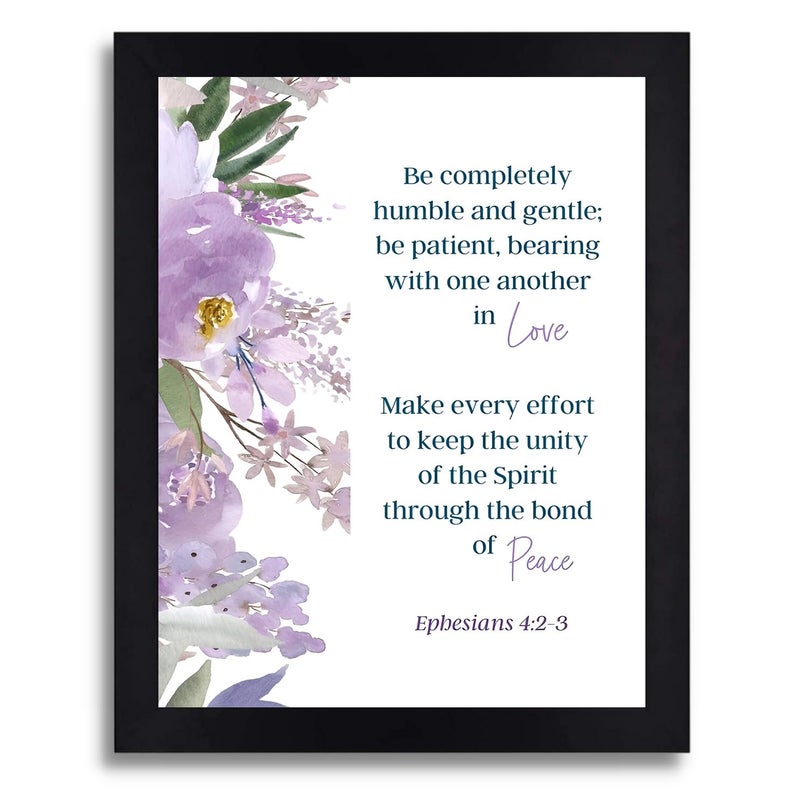 Interio Crafts Ephesians 423 Bible Verse Wall Frame Humble and Gentle Jesus Wall Quotes Black Synthetic Wood - Image 1