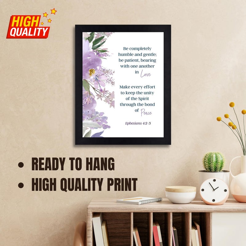 Interio Crafts Ephesians 423 Bible Verse Wall Frame Humble and Gentle Jesus Wall Quotes Black Synthetic Wood - Image 3