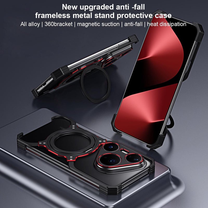 erorex For Huawei Pura 80 Ultra Mechanical Arm Borderless MagSafe Holder Metal Phone Case(Black Purple) - Image 3