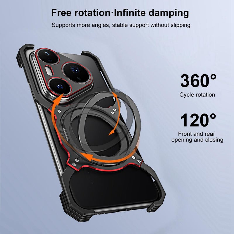 erorex For Huawei Pura 80 Ultra Mechanical Arm Borderless MagSafe Holder Metal Phone Case(Black Purple) - Image 5