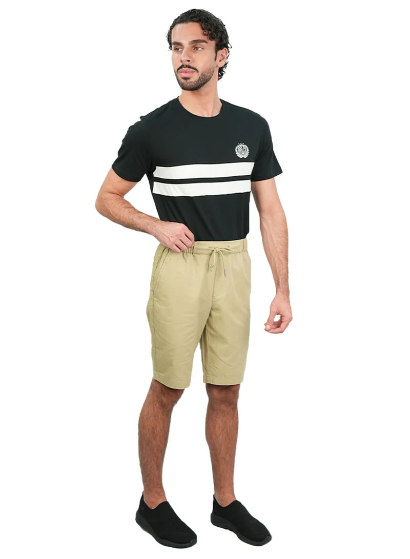 GIORDANO  Men’s Relaxed Twill Mid‑Rise Shorts with Elastic Waist for Men | Best Price UAE