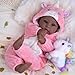 Aori 17 Inch Black Baby Dolls Realistic Black Doll with Light Weighted Soft Body Pink Outfits for Girls 3 Pretend Play Dress Up Nursery Decor - Image 4
