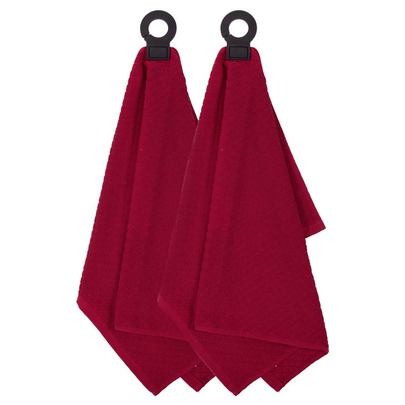 Ritz Premium Hook and Hang Towel (2-Pack), 18" x 28", Long-Lasting and Durable Rubber Hook, Highly Absorbent and Super Soft Hand Cloths for Kitchen, Bathroom, or Laundry Room, Paprika - Image 1