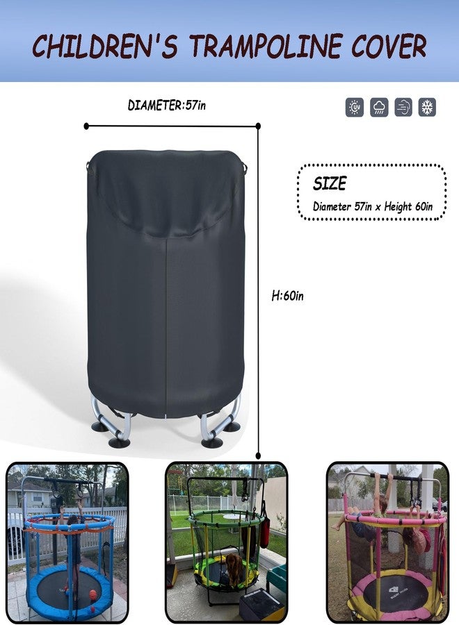 XCZ Kids Trampoline cover, Heavy Duty Waterproof Oxford Fabric, Fits 55" Round Trampoline with Adjustable Gymnastics Bar – Small Trampoline Cover, Sun Protection and Dustproof, Black - Image 2
