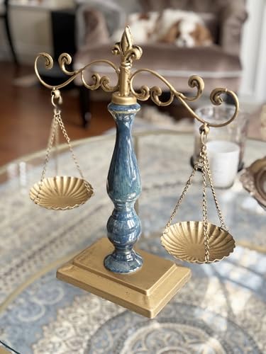 Chez JuJu Antique Bronze Ceramic Libra Jewelry Tower Vintage Balance Scale Sculpture for Lawyer Office Decor Justice Scale for Law Students Attorneys Judges Unique Gift for Retirement Graduation - Image 3
