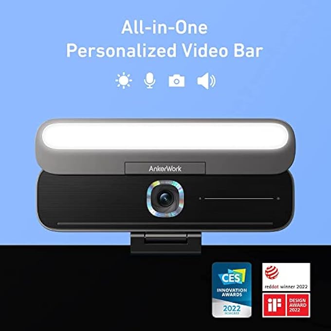 rayihni WORK B600 VIDEO BAR WITH VIDEO CONFERENCE CAMERA AND BUILT-IN LIGHT, AI NOISE CANCELLATION, 4-MIC ARRAY, 2K RESOLUTION, SUPERIOR SOUND, WEBCAM WITH LIGHT, WEB CAMERA WITH MICROPHONE - Image 2