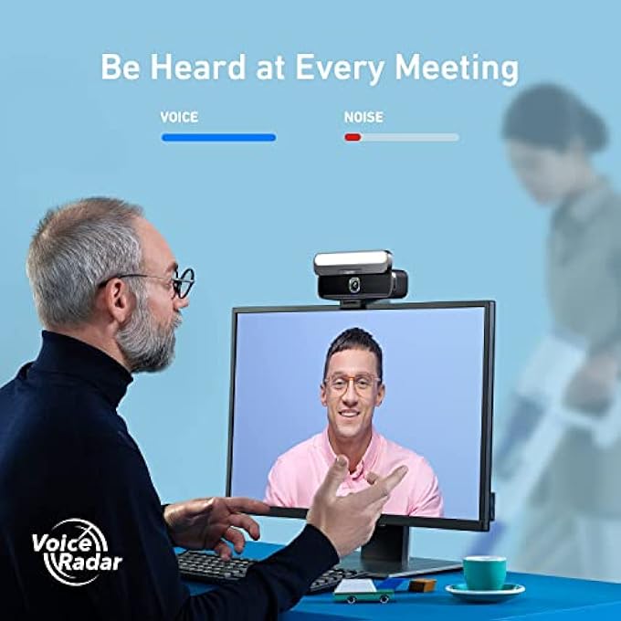 rayihni WORK B600 VIDEO BAR WITH VIDEO CONFERENCE CAMERA AND BUILT-IN LIGHT, AI NOISE CANCELLATION, 4-MIC ARRAY, 2K RESOLUTION, SUPERIOR SOUND, WEBCAM WITH LIGHT, WEB CAMERA WITH MICROPHONE - Image 3