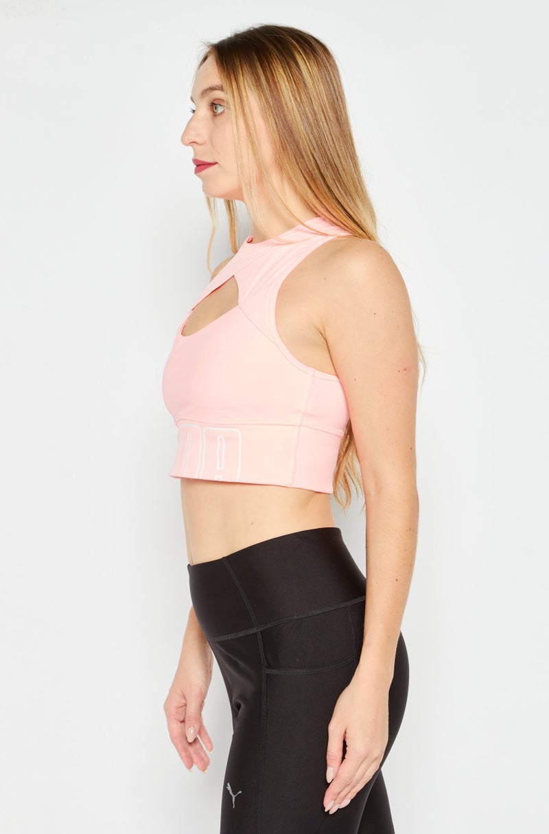 PUMA Women Lightly Padded Brand Logo Training Sports Bra, Pink - Image 4