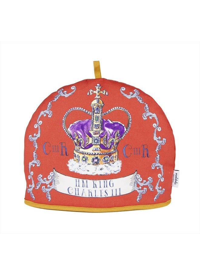 Muldale King Charles III Coronation Tea Cozy for Teapot Large British Crown Design - Insulated Large Teapot Cozy 100% Cotton with Extra Thick Wadding - Coronation Souvenirs - 2-6 Cups  - Image 1