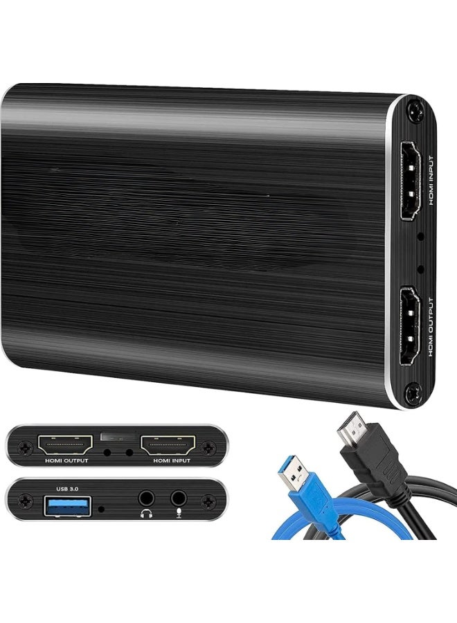 USB 3.0 Video & Audio Capture Card – 4K HDMI Input, Loop Output, Supports 1080p 60fps – Ideal for Game Streaming, Camera, and PC Recording - Image 1