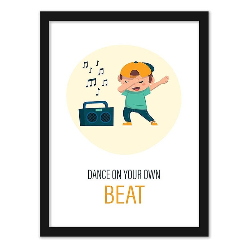 Vasl Studio Multicolored Wall Painting for Dance lovers I Quirky Artwork Suitable for Zumba Classes I Perfect For Kaleidoscopic Decor (11inch X 14 inch, Framed Synthetic Wood) - Image 1