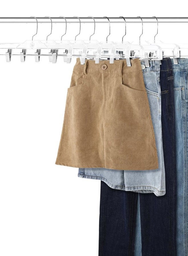 AMKUFO Pants-Hangers-with-Clips-15-Pack, 14 Inch Clear-Plastic-Skirts-Hangers-with-Adjustable-Clips for Shorts Jeans Trousers, Clothes-Hangers Non-Slip Clip-Hangers - Image 5