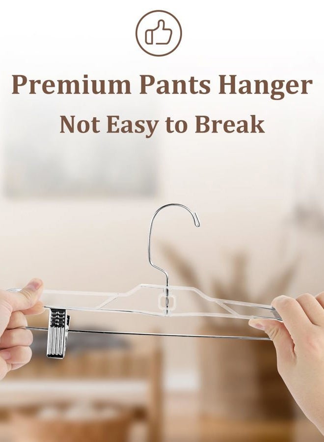 AMKUFO Pants-Hangers-with-Clips-15-Pack, 14 Inch Clear-Plastic-Skirts-Hangers-with-Adjustable-Clips for Shorts Jeans Trousers, Clothes-Hangers Non-Slip Clip-Hangers - Image 3