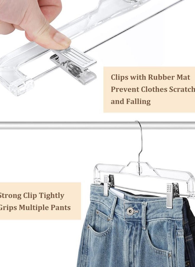 AMKUFO Pants-Hangers-with-Clips-15-Pack, 14 Inch Clear-Plastic-Skirts-Hangers-with-Adjustable-Clips for Shorts Jeans Trousers, Clothes-Hangers Non-Slip Clip-Hangers - Image 4