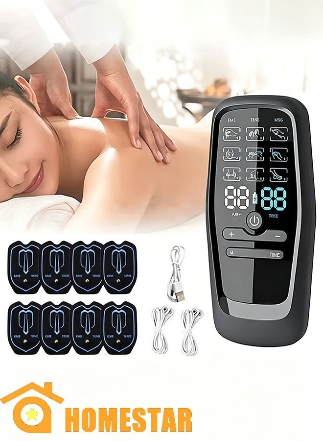 HOMESTAR TENS & EMS Muscle Stimulator - Dual Channel Rechargeable Electric Pulse Massager - Portable Physiotherapy Device for Back, Neck, Sciatica Pain Relief & Muscle Recovery - Image 1