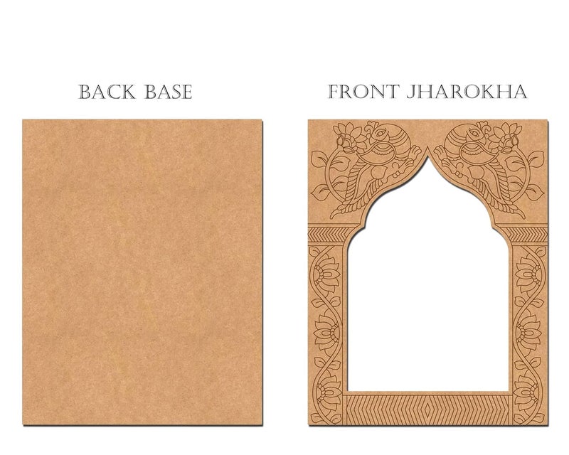 Wrapping Studio MDF Board for Lippan Art - Pre-Marked Jharokha Design Cutouts for Craft, Painting, DIY Projects - Eco-Friendly MDF Wood, 12x9 inch, Ideal for Creative Gift Ideas, Set of 2 - Image 3