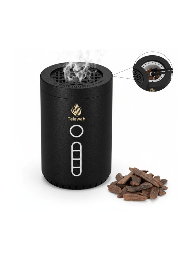 Telawah Smart Quran Speaker OUD Bakhoor Burner with Full Quran Audio MP3, Ayah by Ayah Translation, Tafseer, Bluetooth App Control, Remote, Rechargeable LED Incense Burner - Image 1