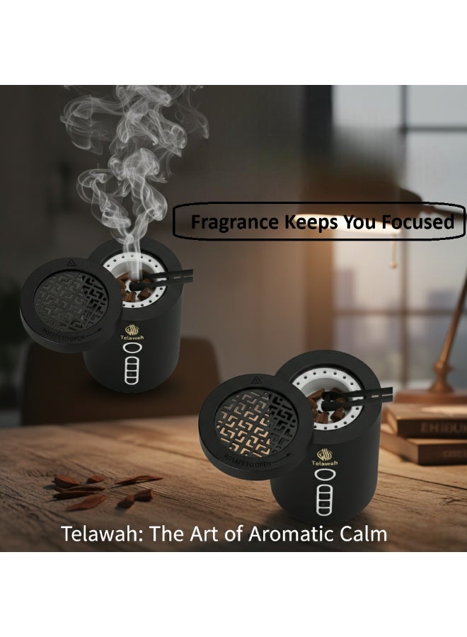 Telawah Smart Quran Speaker OUD Bakhoor Burner with Full Quran Audio MP3, Ayah by Ayah Translation, Tafseer, Bluetooth App Control, Remote, Rechargeable LED Incense Burner - Image 5