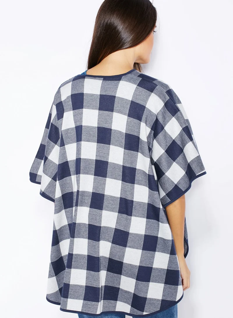 Jacqueline de Yong Checkered Poncho