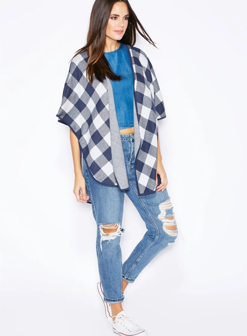 Jacqueline de Yong Checkered Poncho