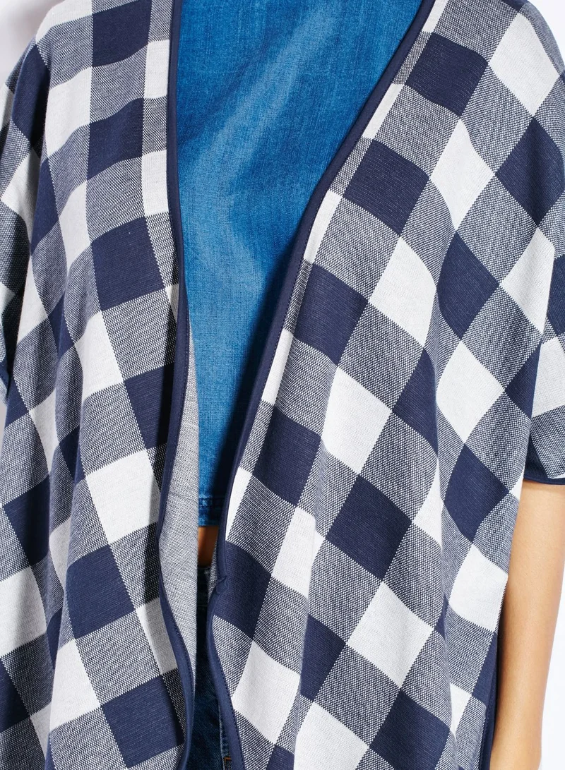 Jacqueline de Yong Checkered Poncho