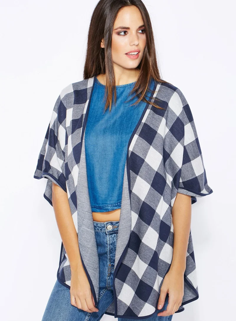 Jacqueline de Yong Checkered Poncho