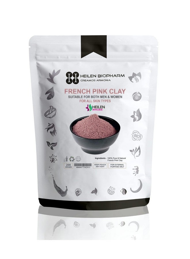 Heilen Biopharm French Pink Clay Powder For Supports Healthy Hydrated Skin - 200 g Pack of 1 - Image 1